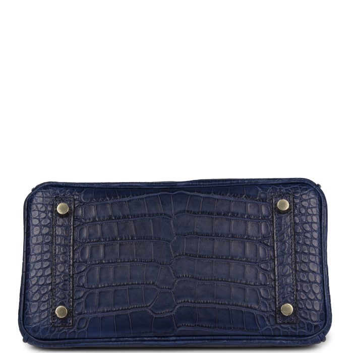 Handmade Bag HB 25 Bleu Saphir Matte Alligator Gold Hardware - 图片 5