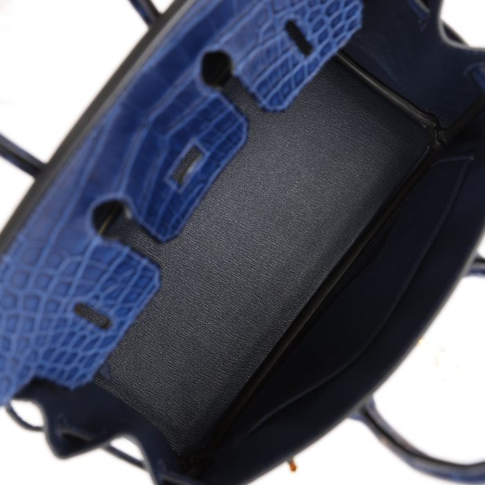 Handmade Bag HB 25 Bleu Saphir Matte Alligator Gold Hardware - 图片 7