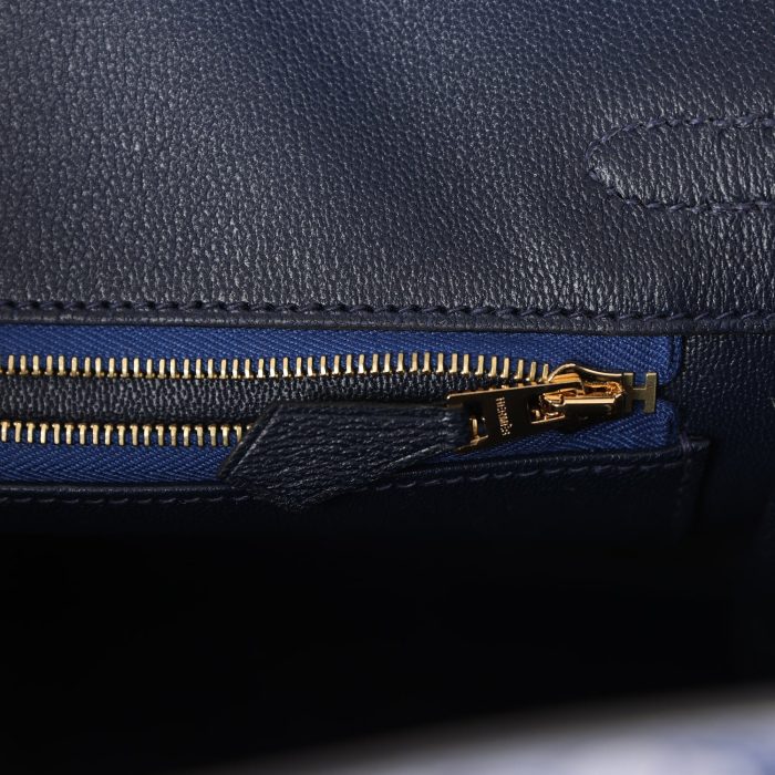 Handmade Bag HB 25 Bleu Saphir Matte Alligator Gold Hardware - 图片 8