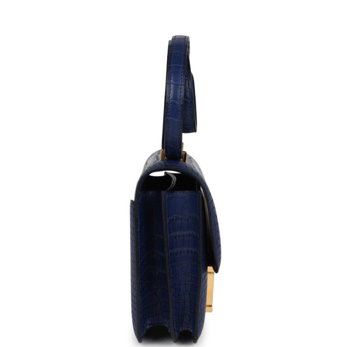 Handmade Bag HC 18 Bleu Saphir Matte Alligator Gold Hardware - 图片 4