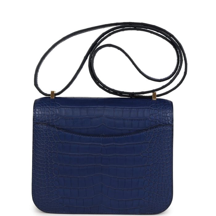 Handmade Bag HC 18 Bleu Saphir Matte Alligator Gold Hardware - 图片 5