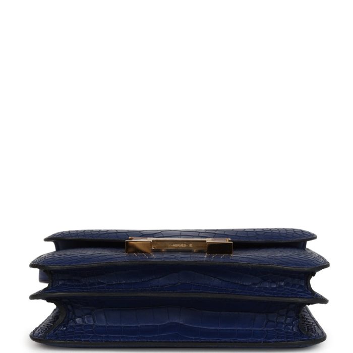Handmade Bag HC 18 Bleu Saphir Matte Alligator Gold Hardware - 图片 6