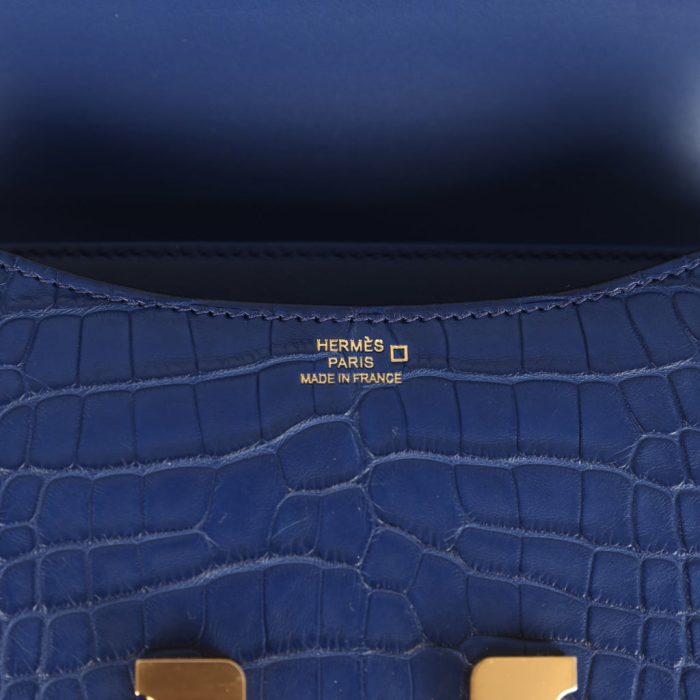 Handmade Bag HC 18 Bleu Saphir Matte Alligator Gold Hardware - 图片 8
