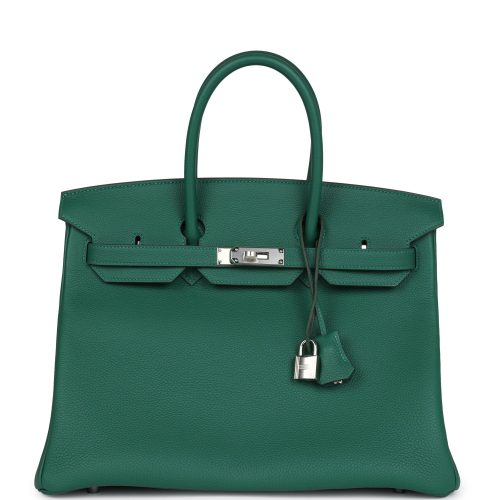 Handmade Bag HB 35 Vert Moyen Togo Palladium Hardware
