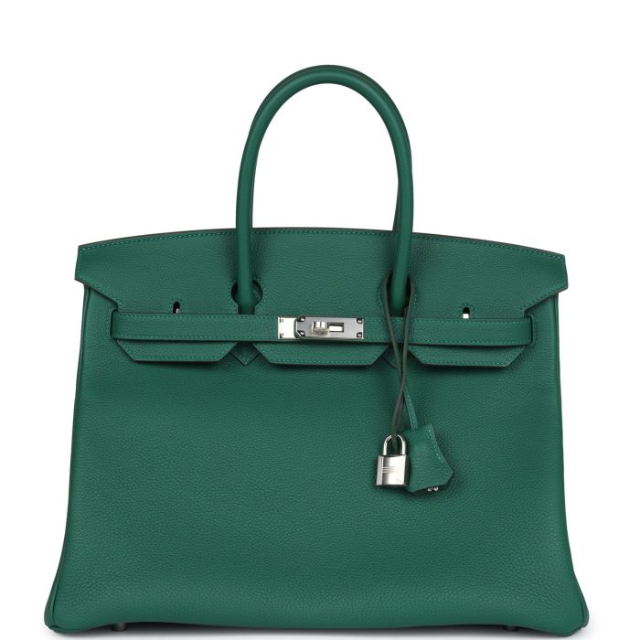 Handmade Bag HB 35 Vert Moyen Togo Palladium Hardware