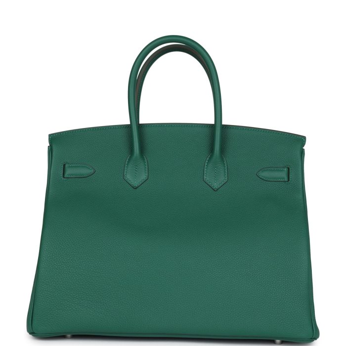 Handmade Bag HB 35 Vert Moyen Togo Palladium Hardware - 图片 4