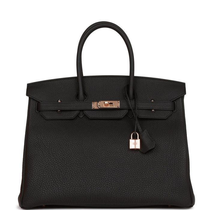 Handmade Bag HB 35 Black Togo Rose Gold Hardware