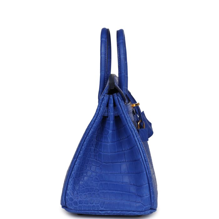 Handmade Bag HB 25 Bleu Royal Matte Porosus Crocodile Gold Hardware - 图片 3