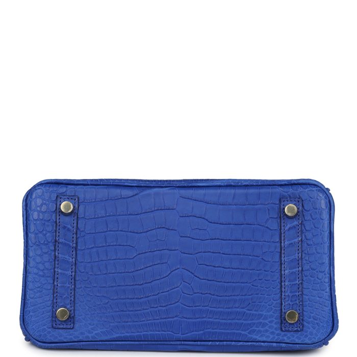 Handmade Bag HB 25 Bleu Royal Matte Porosus Crocodile Gold Hardware - 图片 5