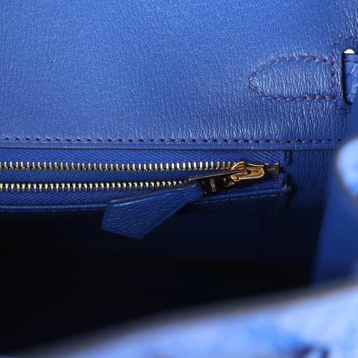 Handmade Bag HB 25 Bleu Royal Matte Porosus Crocodile Gold Hardware - 图片 8