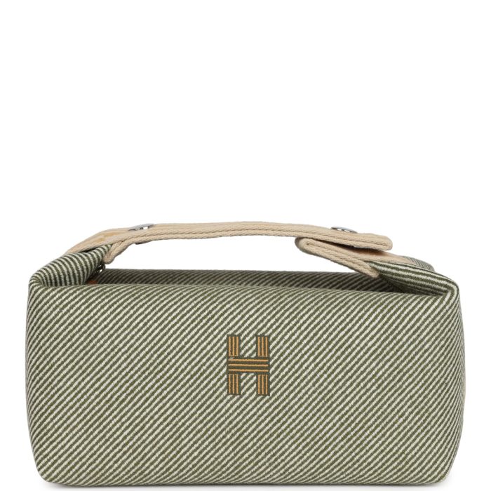 Handmade Bag HBAB PM Vert Foret H Natte Canvas and Wool Palladium Hardware