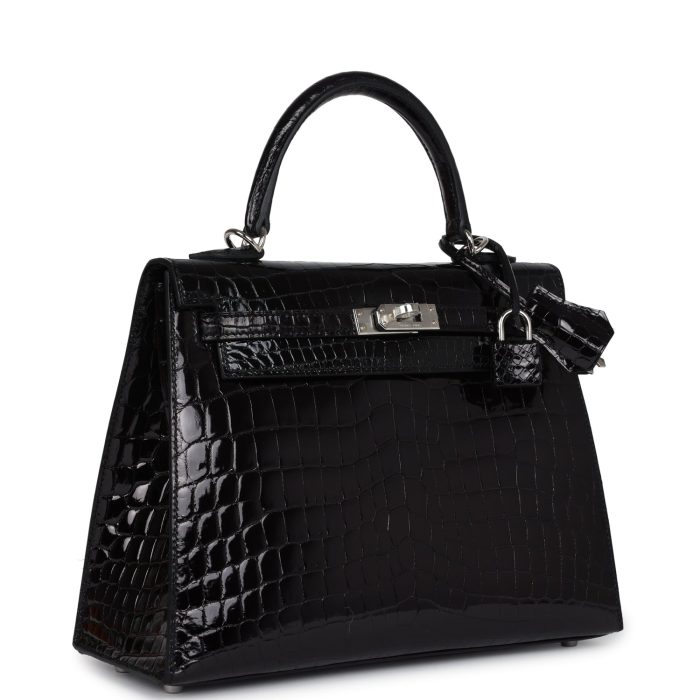 Handmade HKS 25 Black Shiny Niloticus Crocodile Palladium Hardware - 图片 2