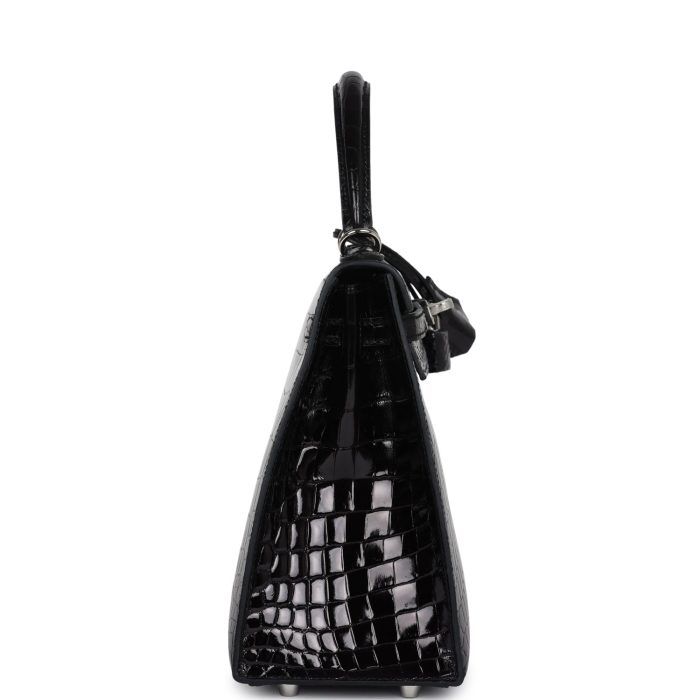 Handmade HKS 25 Black Shiny Niloticus Crocodile Palladium Hardware - 图片 4