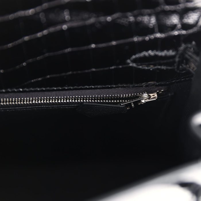 Handmade HKS 25 Black Shiny Niloticus Crocodile Palladium Hardware - 图片 6