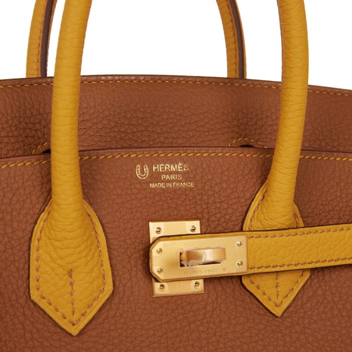 Handmade Bag HSOB(HSS) 25 Gold and Jaune Ambre Togo Brushed Gold Hardware - 图片 6
