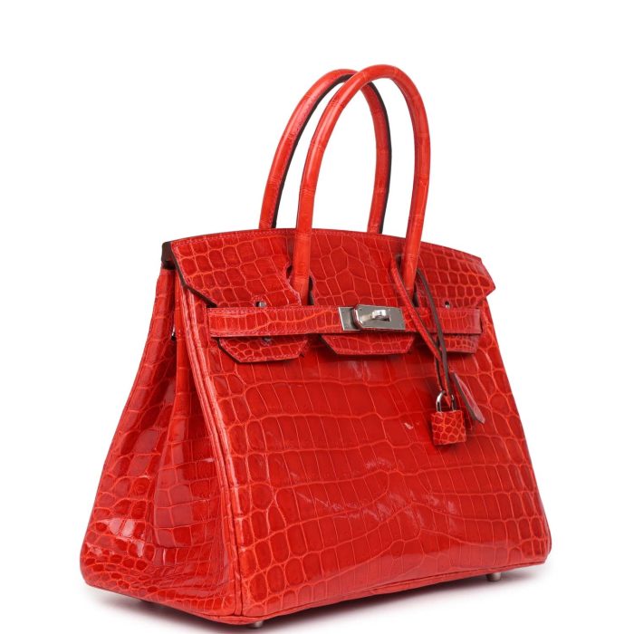 Handmade Bag HB 30 Geranium Shiny Niloticus Crocodile Palladium Hardware - 图片 2