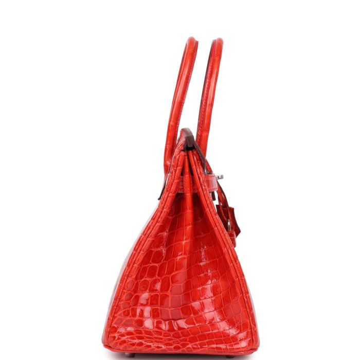 Handmade Bag HB 30 Geranium Shiny Niloticus Crocodile Palladium Hardware - 图片 3