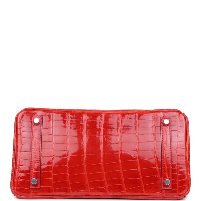 Handmade Bag HB 30 Geranium Shiny Niloticus Crocodile Palladium Hardware - 图片 5