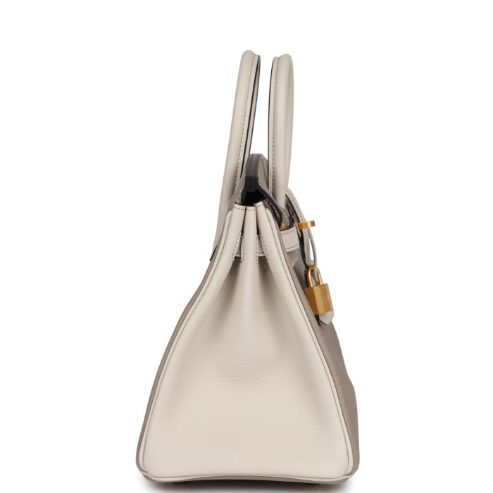 Handmade Bag HSOB(HSS) 25 Gris Asphalte and Craie Togo Brushed Gold Hardware - 图片 3