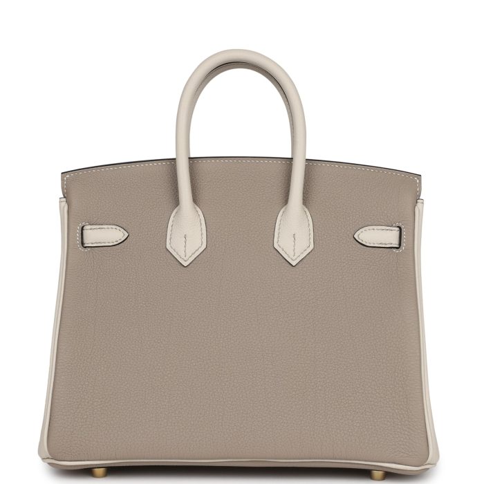 Handmade Bag HSOB(HSS) 25 Gris Asphalte and Craie Togo Brushed Gold Hardware - 图片 4