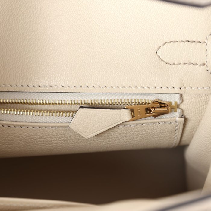 Handmade Bag HSOB(HSS) 25 Gris Asphalte and Craie Togo Brushed Gold Hardware - 图片 8