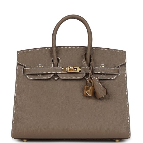 Handmade Bag HB Sellier 25 Etoupe Epsom Gold Hardware