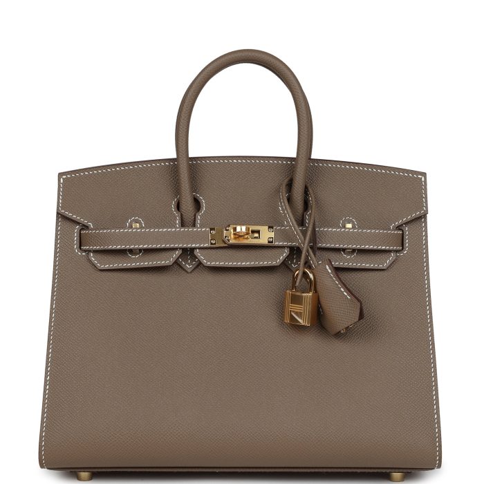 Handmade Bag HB Sellier 25 Etoupe Epsom Gold Hardware