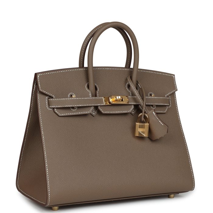 Handmade Bag HB Sellier 25 Etoupe Epsom Gold Hardware - 图片 2