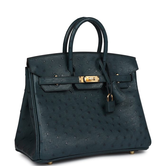 Handmade Bag HB 25 Vert Cypres Ostrich Gold Hardware - 图片 2