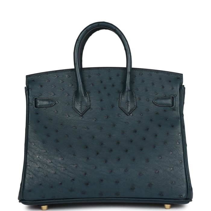 Handmade Bag HB 25 Vert Cypres Ostrich Gold Hardware - 图片 4