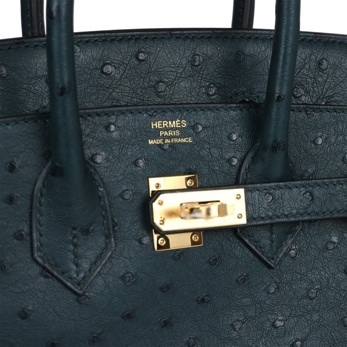 Handmade Bag HB 25 Vert Cypres Ostrich Gold Hardware - 图片 6
