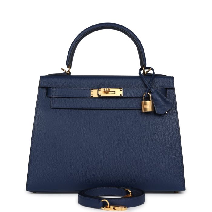 Handmade HKS 28 Bleu Navy Epsom Gold Hardware