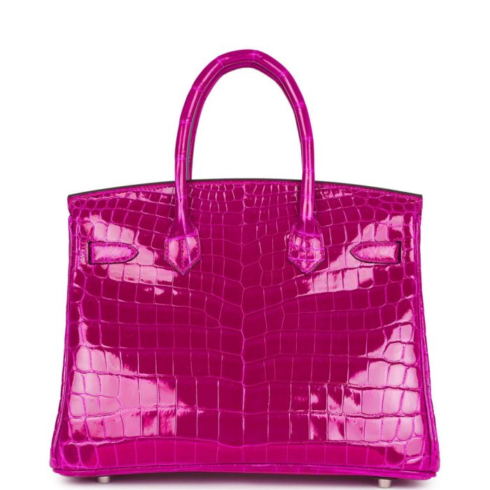 Handmade Bag HB 30 Rose Pourpre Shiny Niloticus Crocodile Palladium Hardware