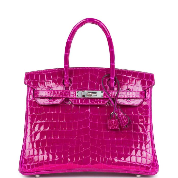 Handmade Bag HB 30 Rose Pourpre Shiny Niloticus Crocodile Palladium Hardware - 图片 2