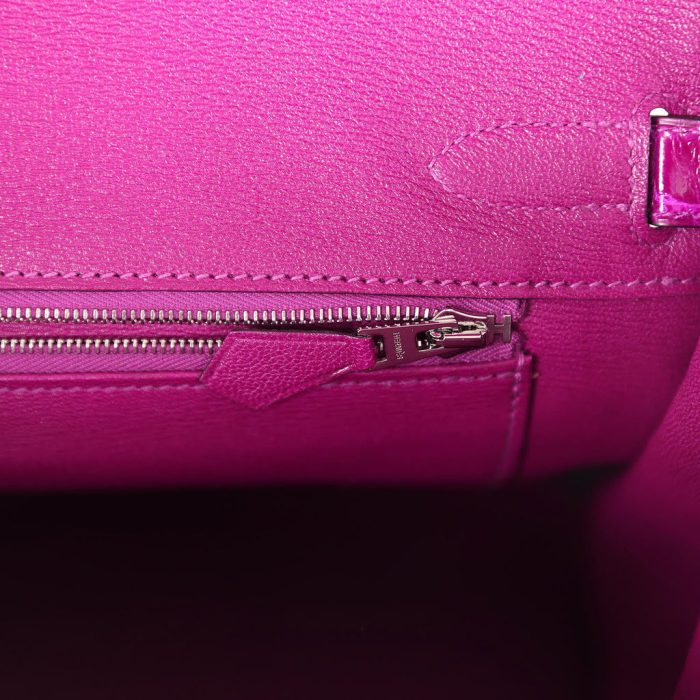 Handmade Bag HB 30 Rose Pourpre Shiny Niloticus Crocodile Palladium Hardware - 图片 3