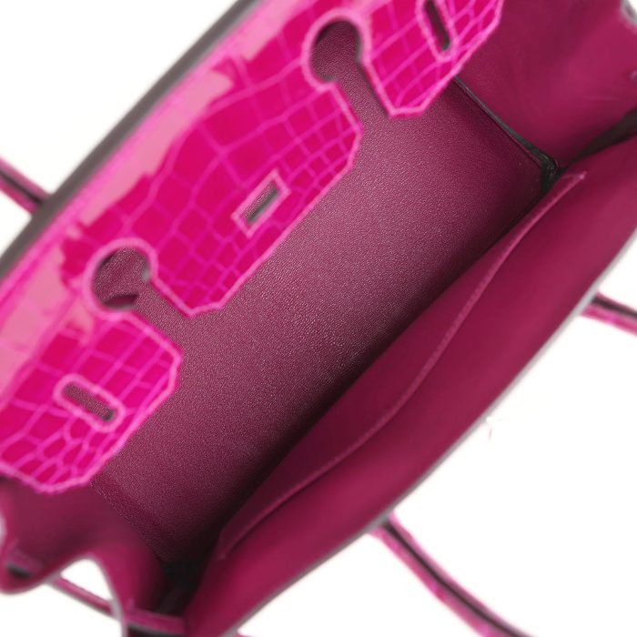 Handmade Bag HB 30 Rose Pourpre Shiny Niloticus Crocodile Palladium Hardware - 图片 4
