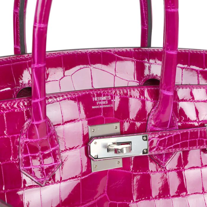 Handmade Bag HB 30 Rose Pourpre Shiny Niloticus Crocodile Palladium Hardware - 图片 5