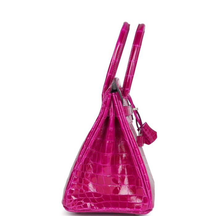 Handmade Bag HB 30 Rose Pourpre Shiny Niloticus Crocodile Palladium Hardware - 图片 6