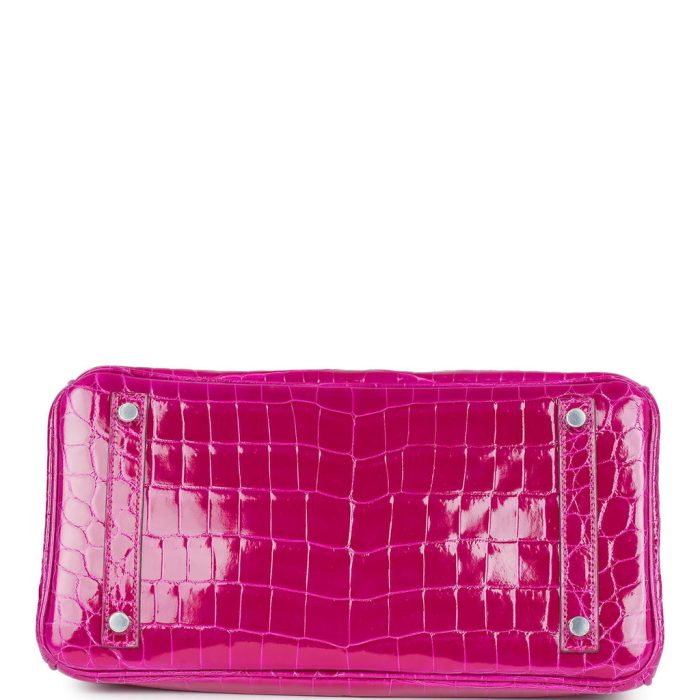 Handmade Bag HB 30 Rose Pourpre Shiny Niloticus Crocodile Palladium Hardware - 图片 7