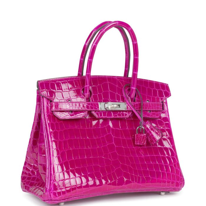 Handmade Bag HB 30 Rose Pourpre Shiny Niloticus Crocodile Palladium Hardware - 图片 8