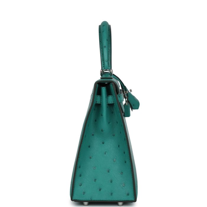 Handmade HKS 25 Vert Verone Ostrich Palladium Hardware - 图片 4