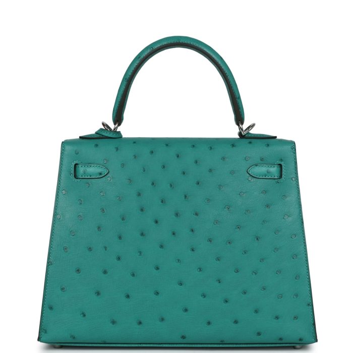 Handmade HKS 25 Vert Verone Ostrich Palladium Hardware - 图片 5