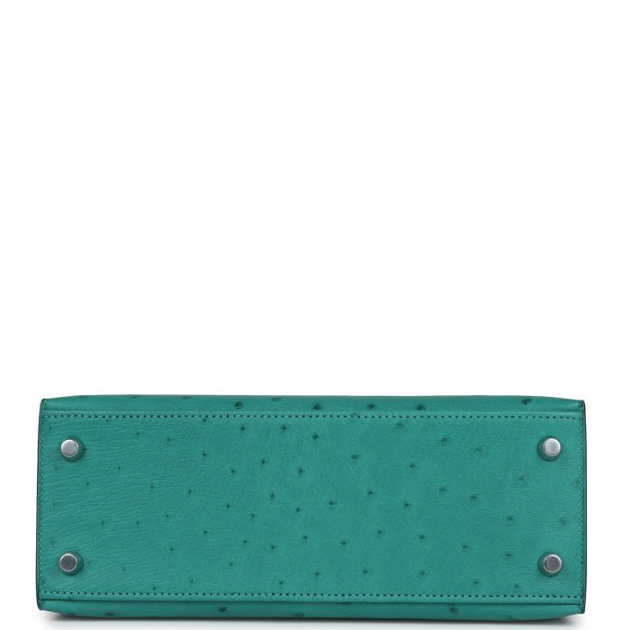 Handmade HKS 25 Vert Verone Ostrich Palladium Hardware - 图片 6