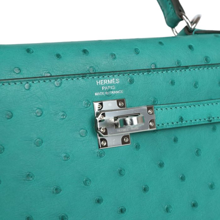 Handmade HKS 25 Vert Verone Ostrich Palladium Hardware - 图片 7