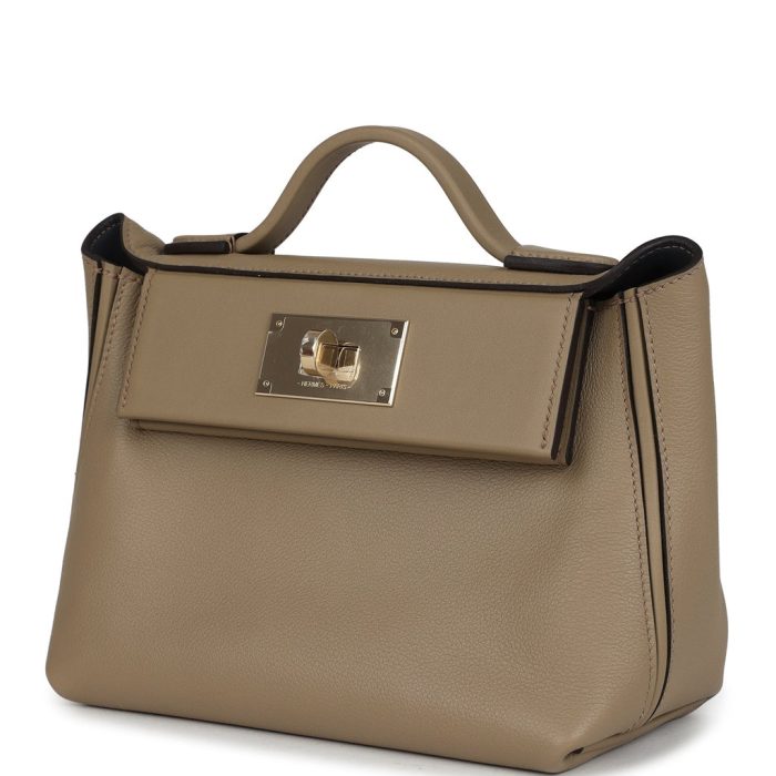 Handmade bag Mini Beige Marfa Verso Evercolor and Swift Permabrass Hardware - 图片 3