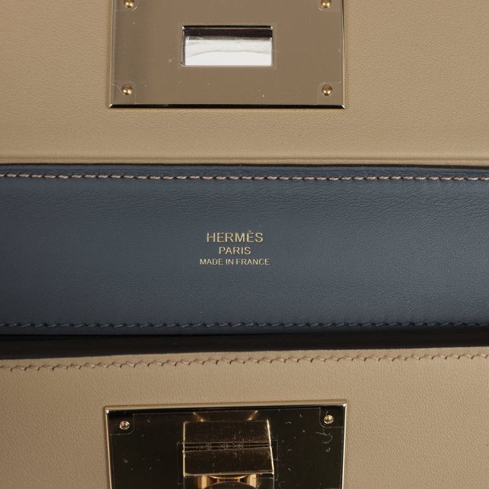 Handmade bag Mini Beige Marfa Verso Evercolor and Swift Permabrass Hardware - 图片 7