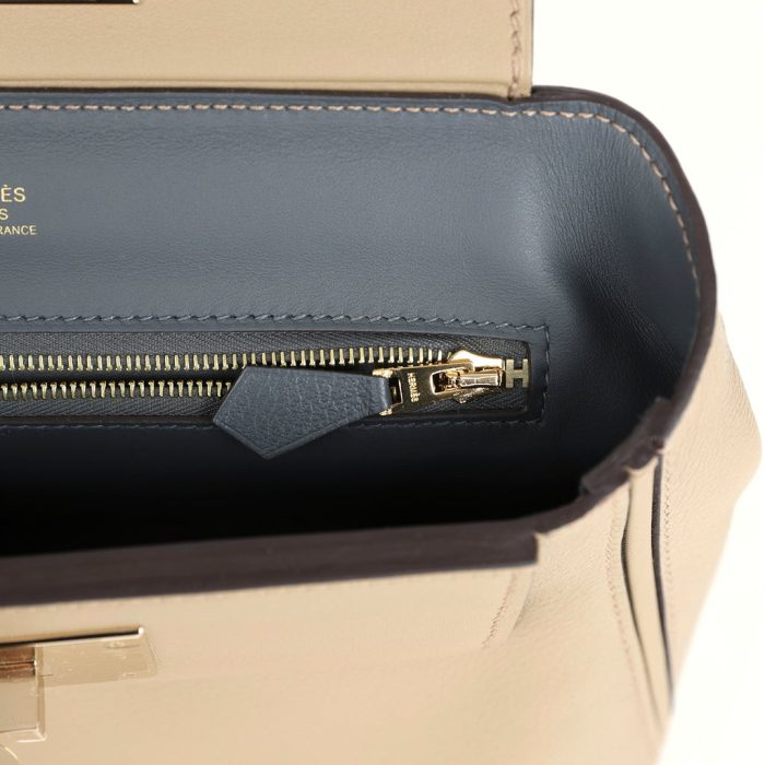 Handmade bag Mini Beige Marfa Verso Evercolor and Swift Permabrass Hardware - 图片 9