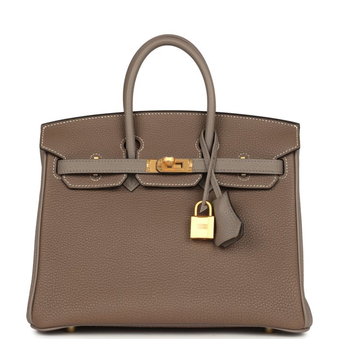Handmade Bag HSOB(HSS) 25 Etoupe and Etain Togo Brushed Gold Hardware