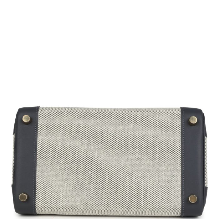 Handmade Bag HB 25 Ecru and Ardoise Toile H Canvas and Ardoise Swift Gold Hardware - 图片 5