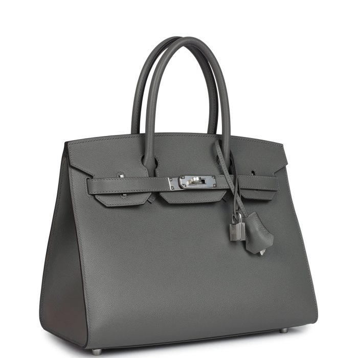 Handmade Bag HB Sellier 30 Gris Meyer Madame Palladium Hardware - 图片 2